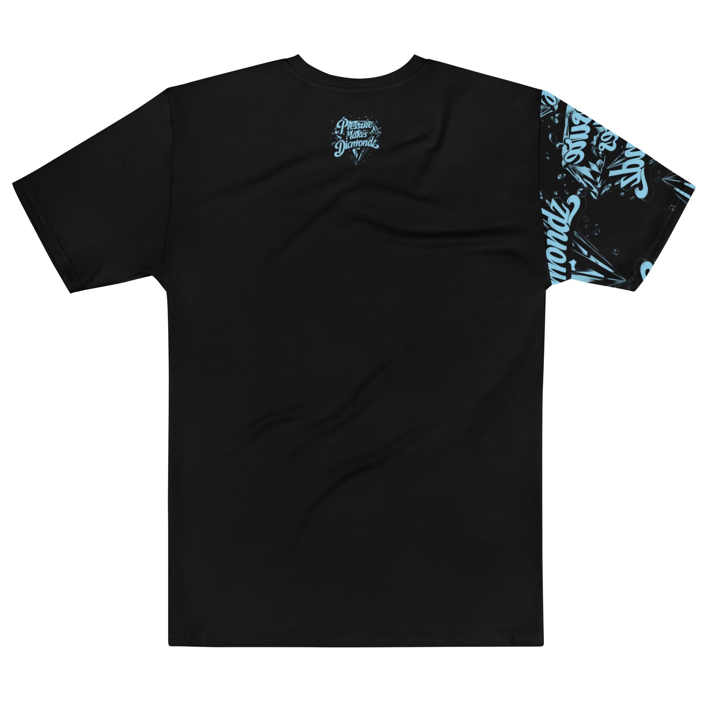 Check out this Cool, Stylish, "Pressure Makes Diamondz" Black/Baby Blue Sleeve Logo, Men's t-shirt