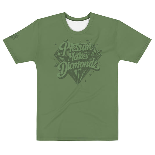 Check out this Cool, Stylish, "Pressure Makes Diamondz" Army Green, Men's t-shirt