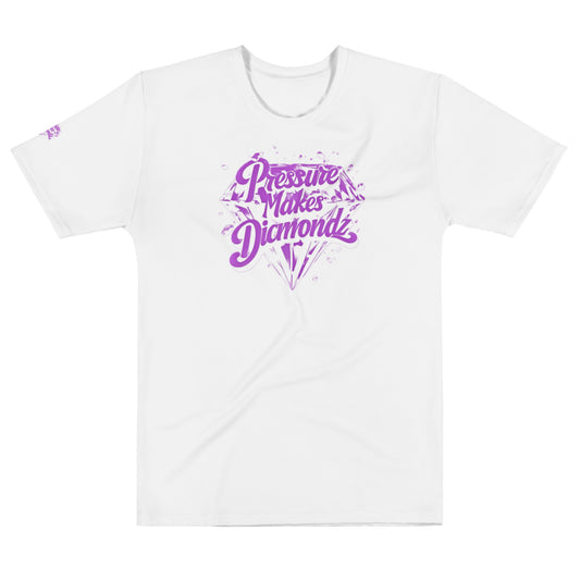 Check out this Cool, Stylish, "Pressure Makes Diamondz" Purple/White Logo, Men's t-shirt