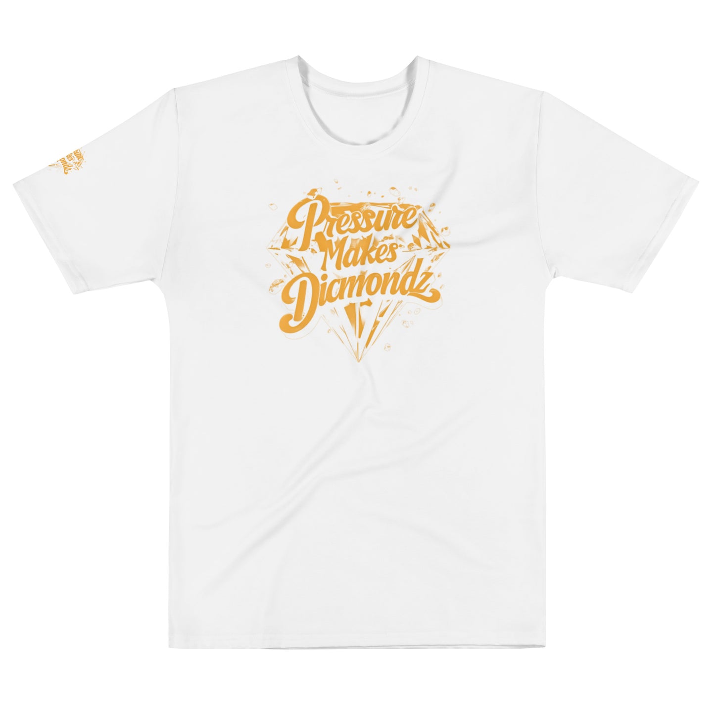 Check out this Cool, Stylish, "Pressure Makes Diamondz" Orange/White Logo, Men's t-shirt