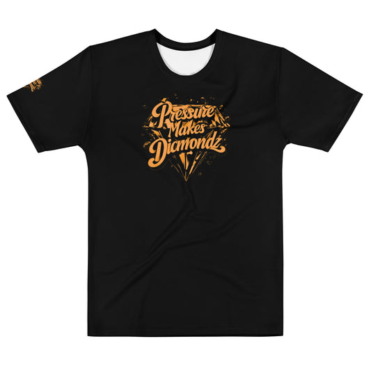 Check out this Cool, Stylish, "Pressure Makes Diamondz" Black/Orange Logo, Men's t-shirt