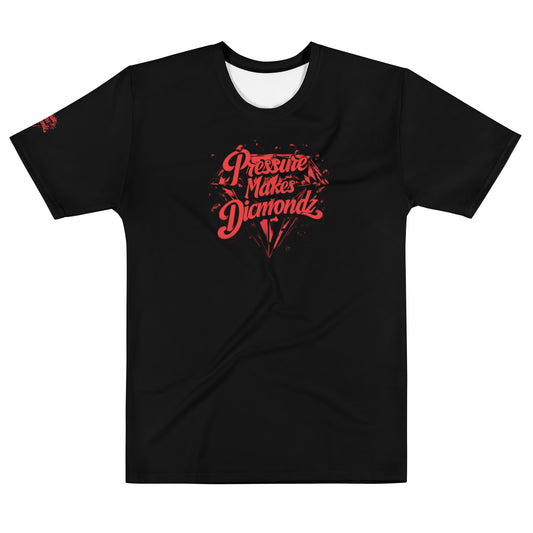 Check out this Cool, Stylish, "Pressure Makes Diamondz" Black/Red Logo, Men's t-shirt