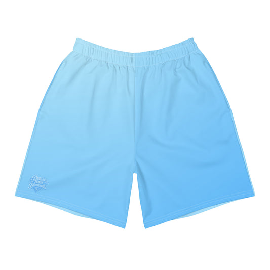 Check out these Cool, Stylish, Unique, "Baby Blue Fade" 01 Men's Recycled Athletic Shorts