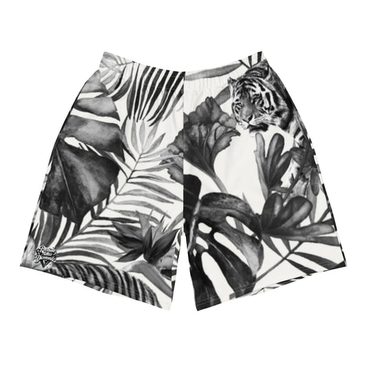 Check out this Cool, Stylish, "PMDiamondz Black/White Tropical Tiger" Men's Recycled Athletic Shorts