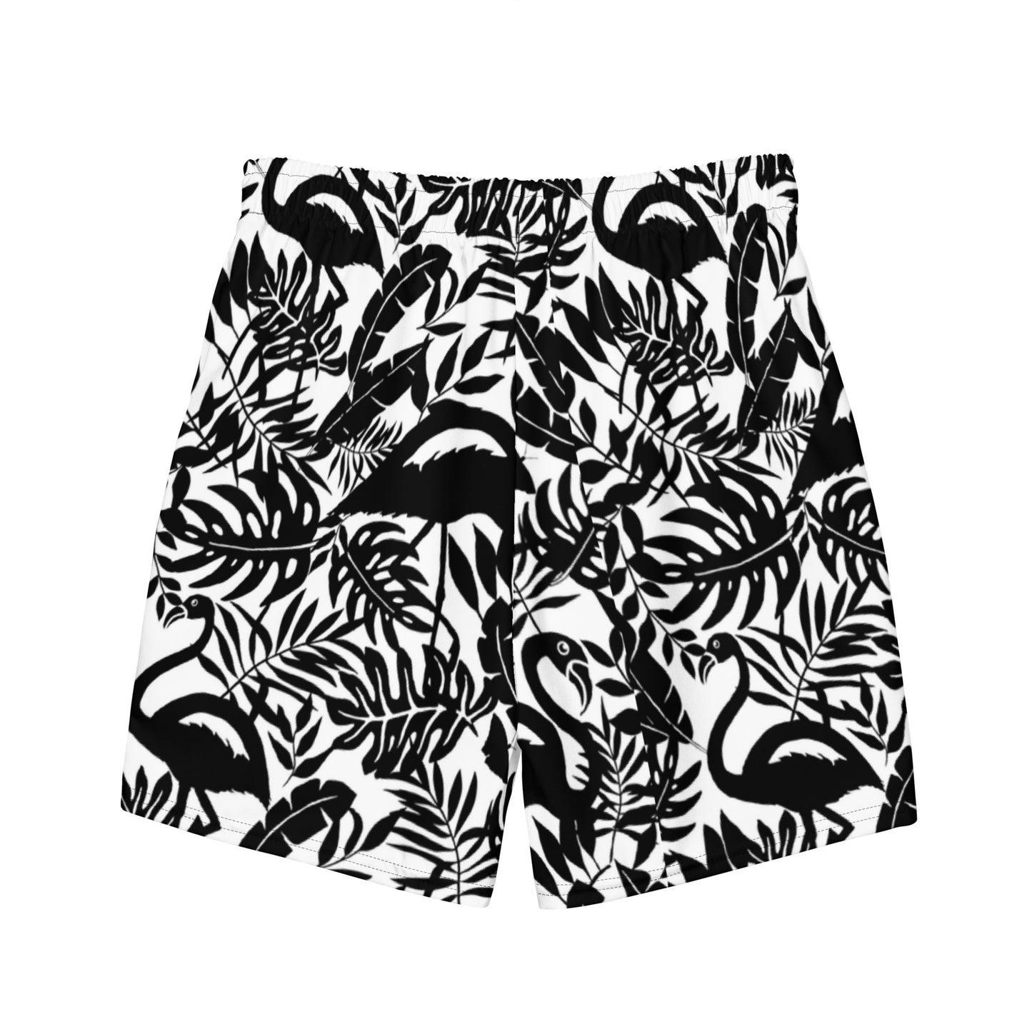 Check out these Black/White "Tropical flamingo" Men's swim trunks