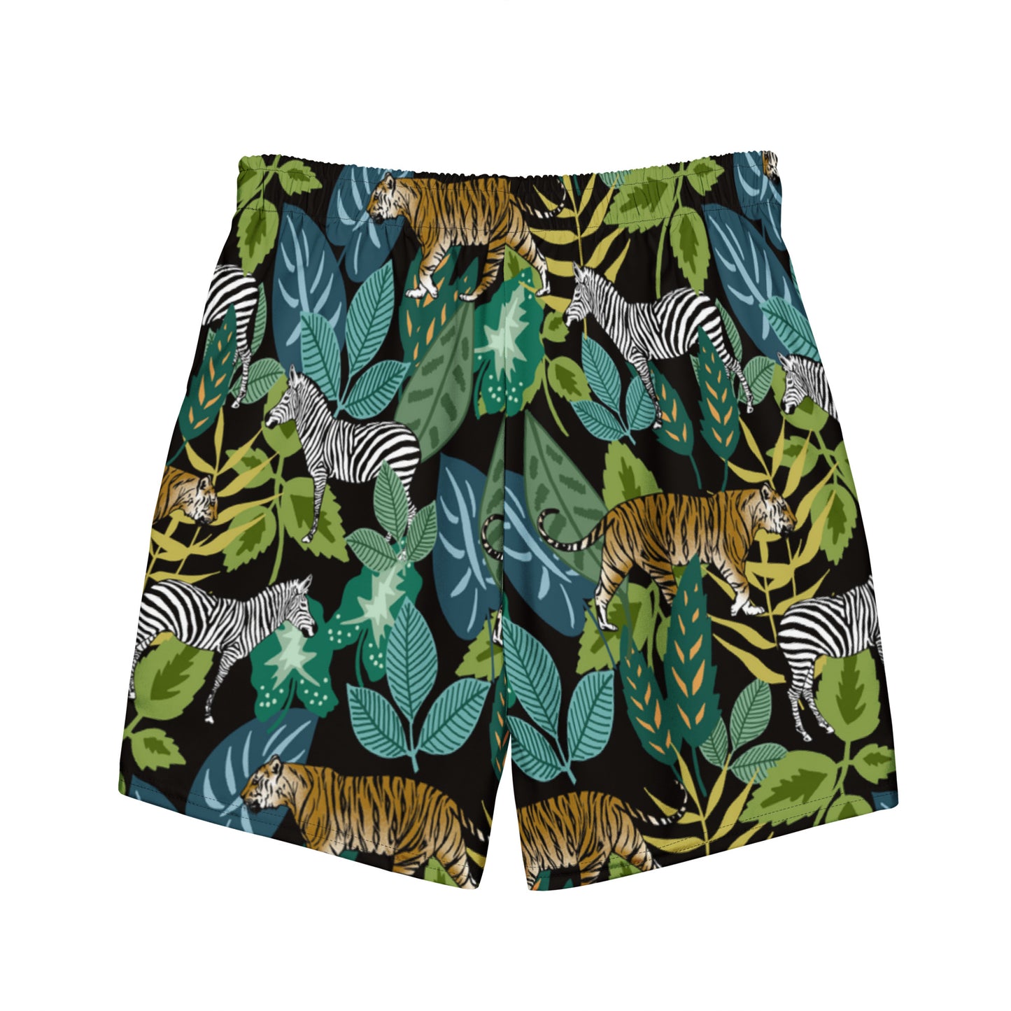 Check out these "Tiger, Zebra Jungle" Men's swim trunks