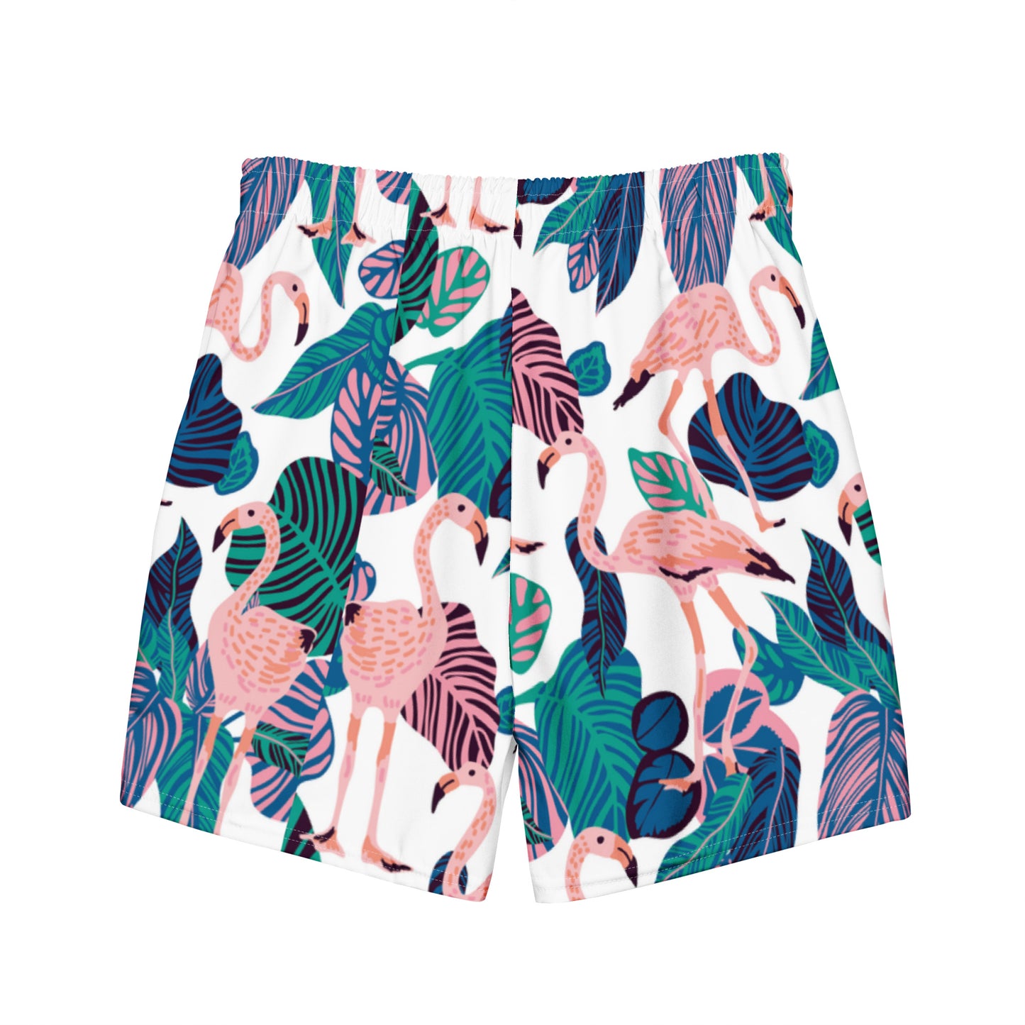 Check out these Cool, Stylish, "Pink Flamingo Floral Print" Men's swim trunks