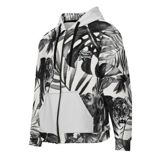 Check out this Cool, Stylish, "PMDiamondz Black/White Tropical Tiger" Unisex zip hoodie