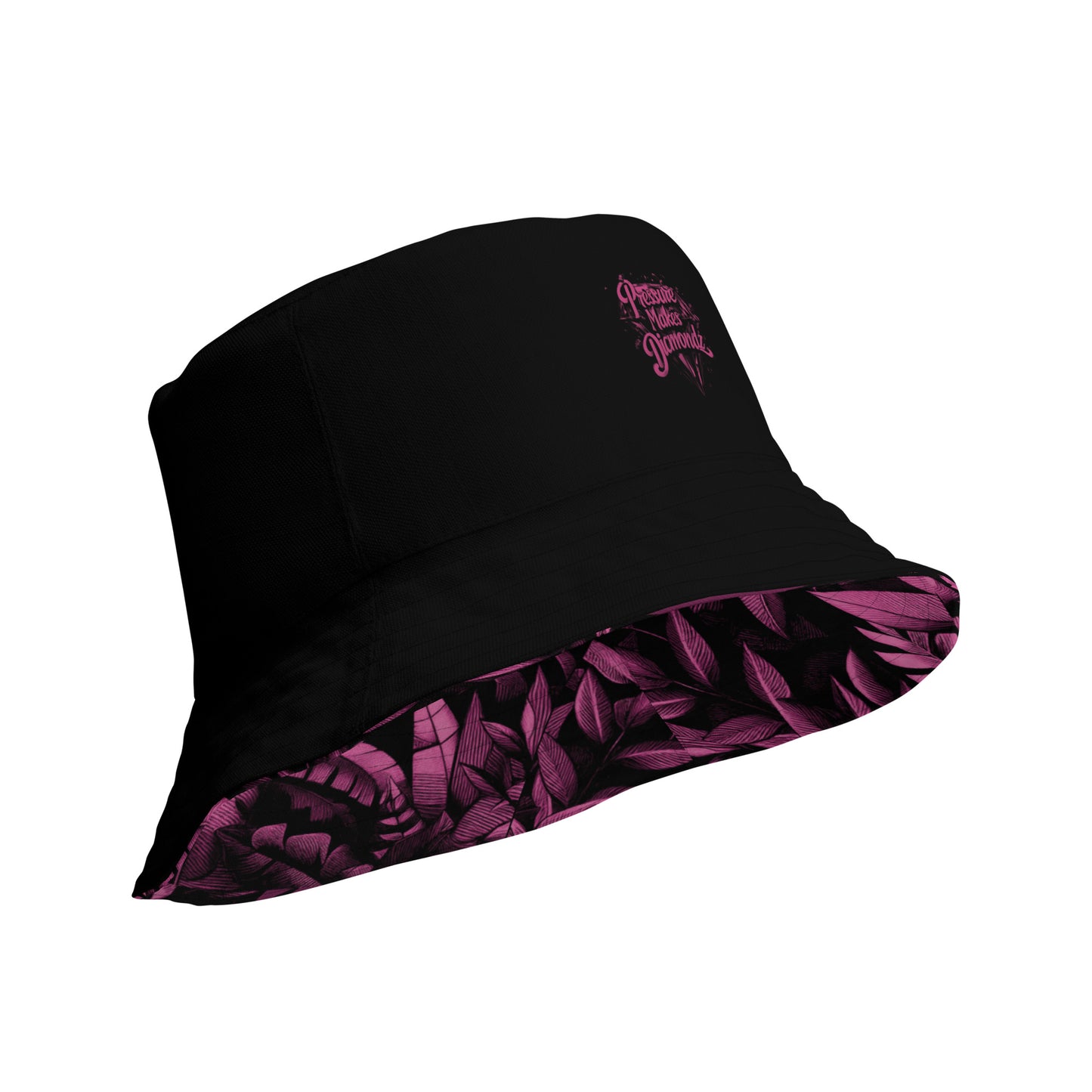 Check out this Cool, Stylish, "PDMz Pink and Black Floral" 02 Reversible bucket hat