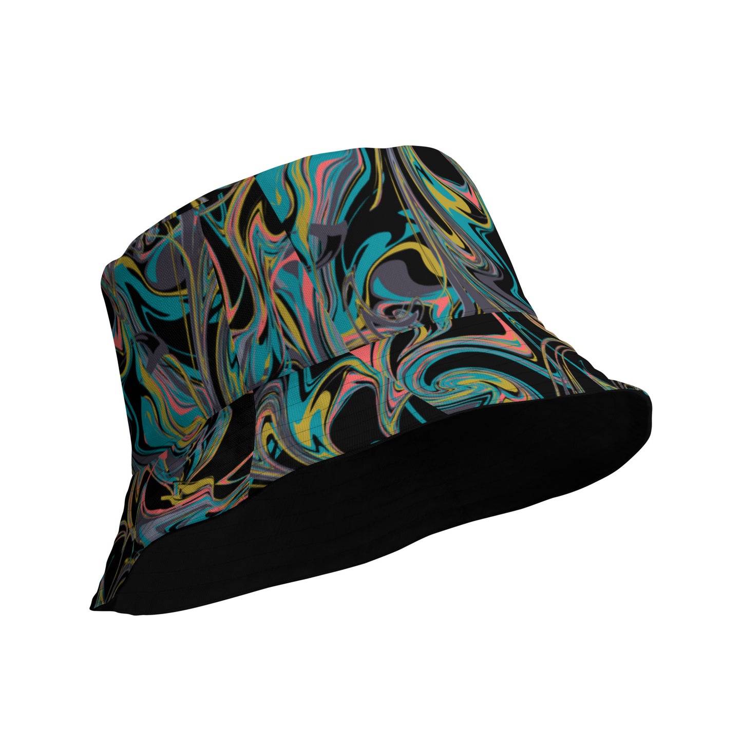 Check out this Cool, Stylish, "Black Neon Swirl" Reversible bucket hat