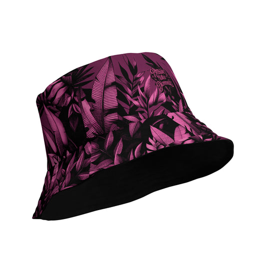 Check out this Cool, Stylish, "PDMz Pink and Black Floral" 02 Reversible bucket hat