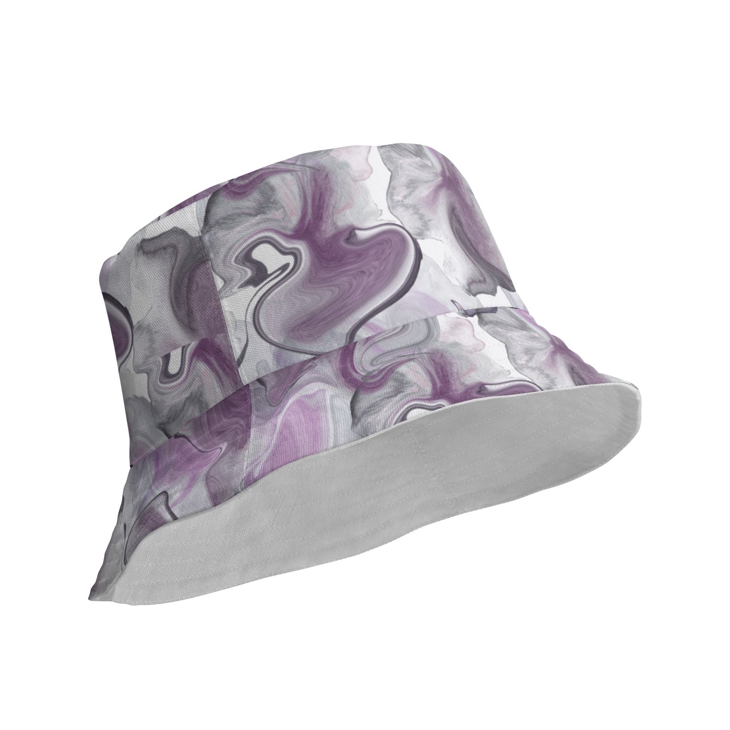 Check out these Cool, Stylish, "Purple/Black/White Swirl" Reversible bucket hat