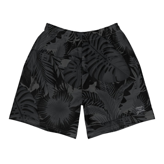 Check out this Cool, Stylish, "PMDiamondz" Black Tropical Print 01, All-Over Print Unisex Athletic Long Shorts