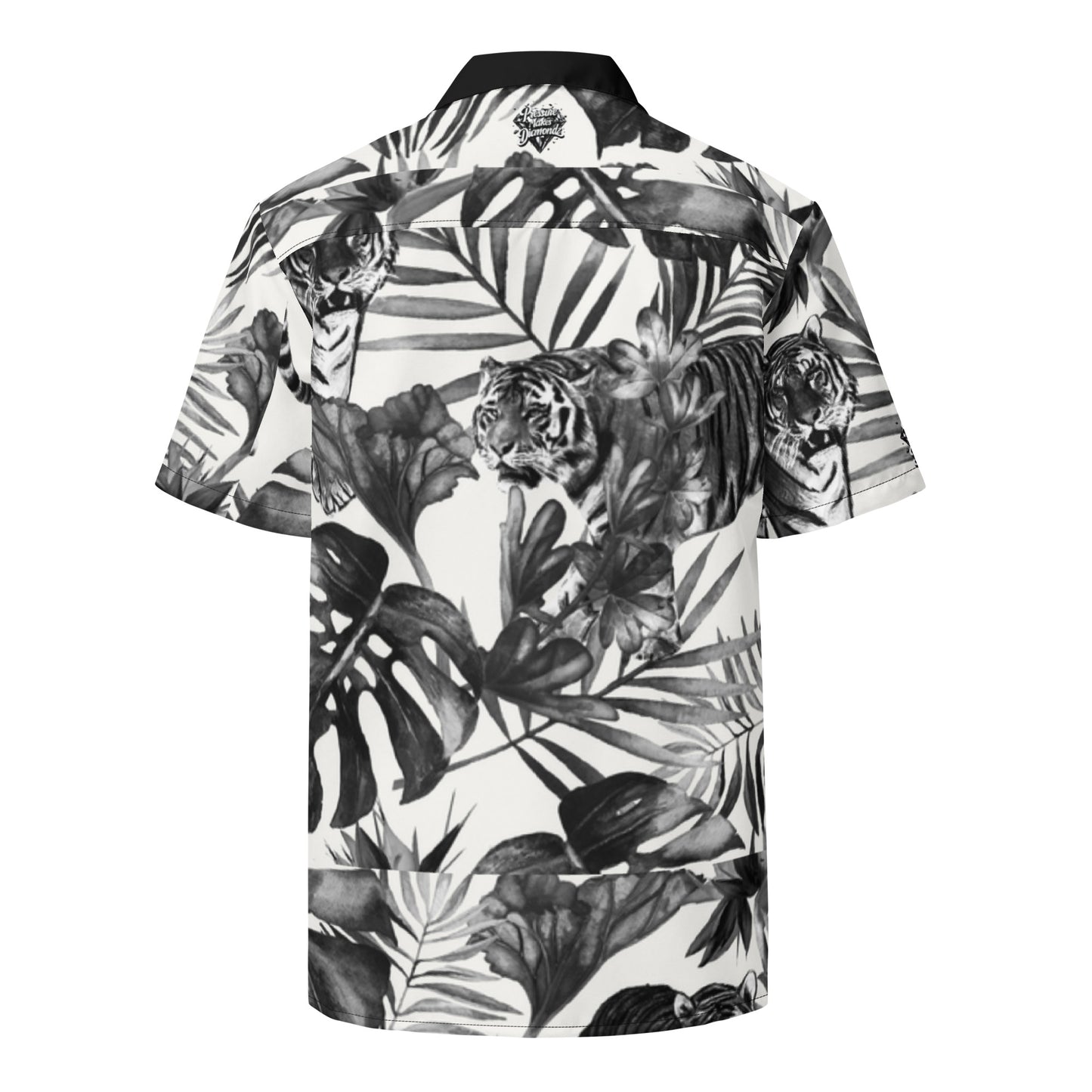 Check out this Cool, Stylish, "Black/White Tropical Tiger" Unisex button shirt