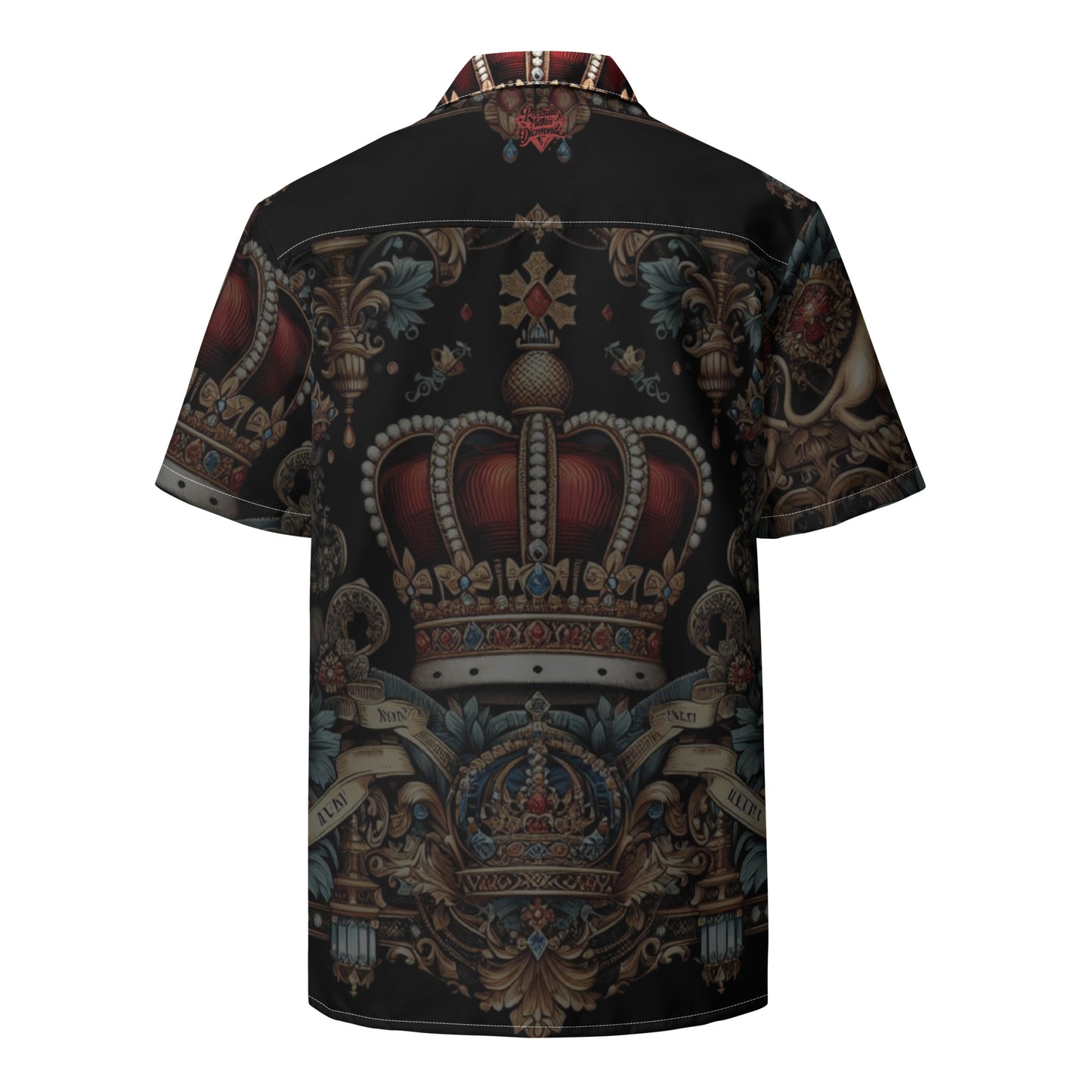 Check out this Cool, Stylish, "ROYALTY Crown Pattern 02, Unisex button Black shirt