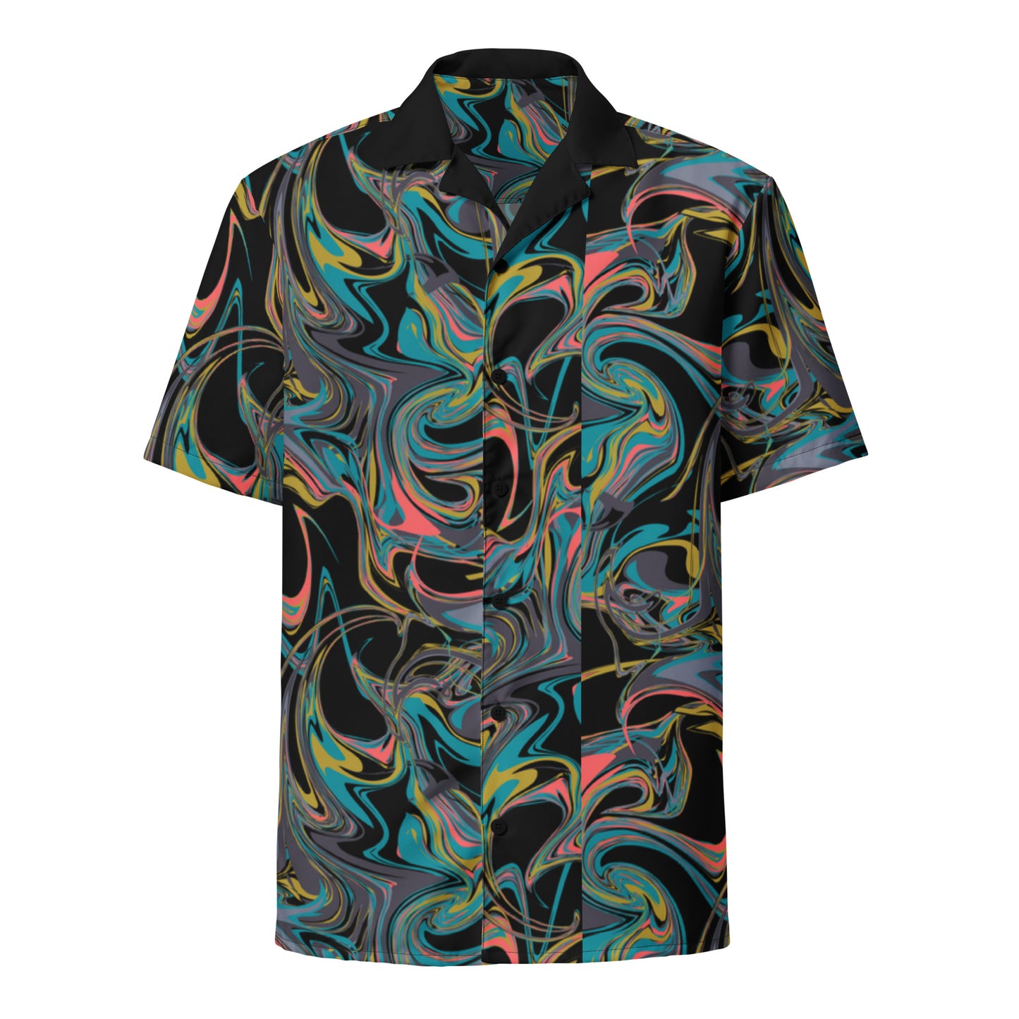 Check out this Cool, Stylish, "Black Neon Swirl" Unisex button shirt