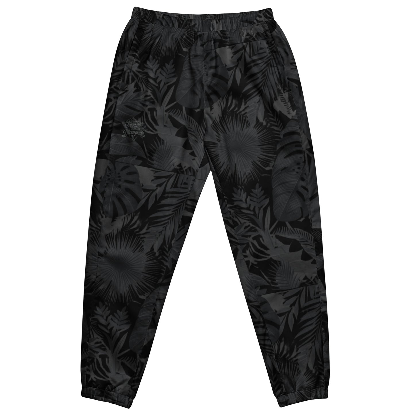 Check out this Cool, Stylish, "Pressure Makes Diamondz" Black Tropical Print, Unisex track pants