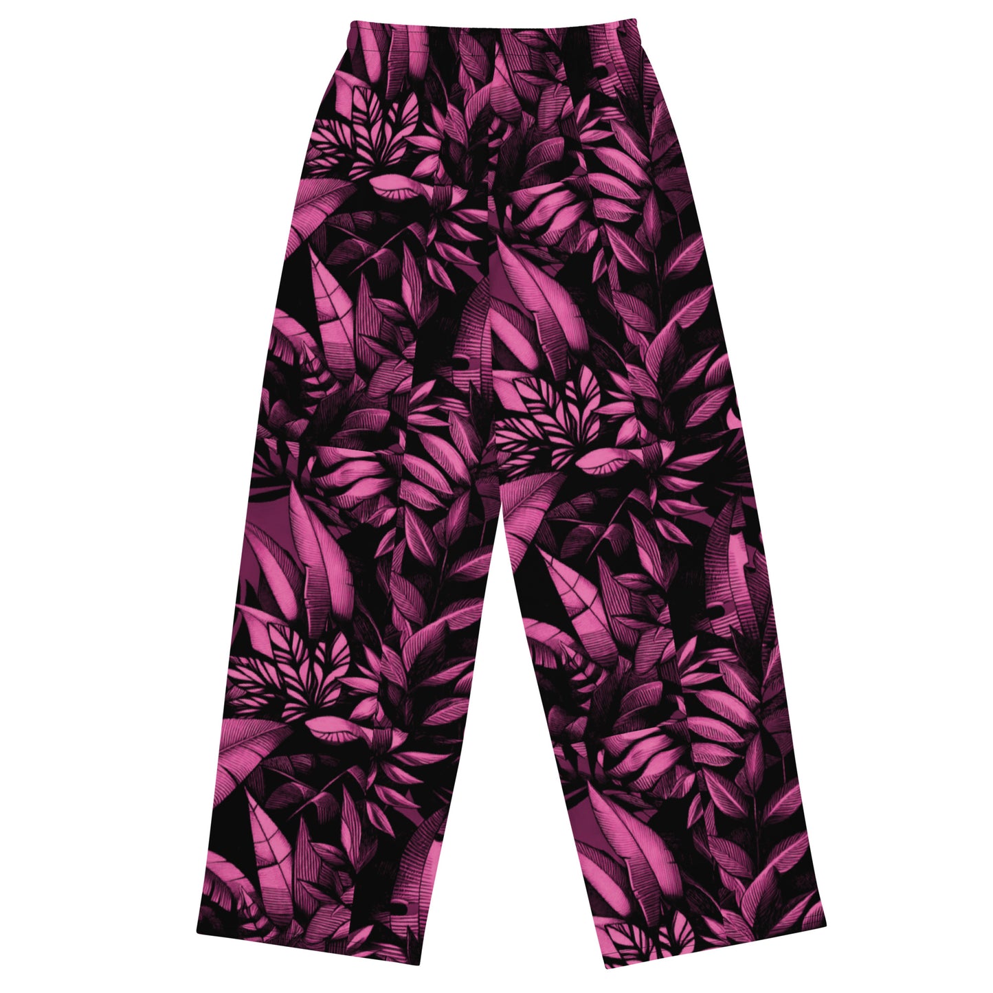 Check out this Cool, Stylish, "PDMz Pink and Black Floral" 02 All-over print unisex wide-leg pants