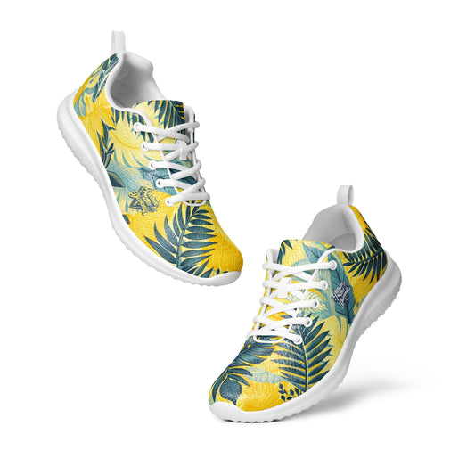 Check out these Cool, Stylish, Unique, "Yellow/Blue Tropical Floral" 01 Men’s athletic shoes.