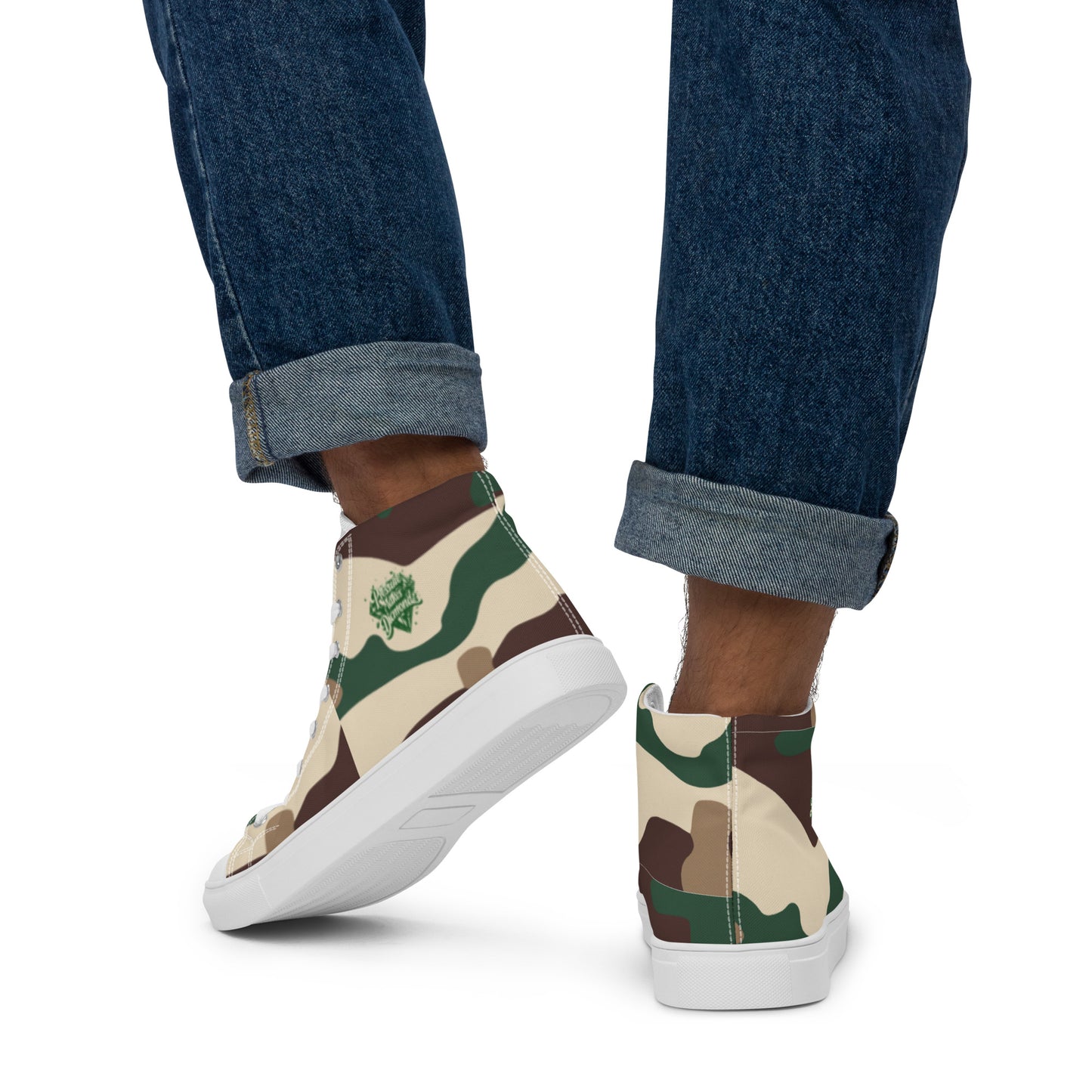 Check out these Cool, Stylish, Unique, "PMDiamondz Beige/Brown/Green Men’s hightop canvas shoes.