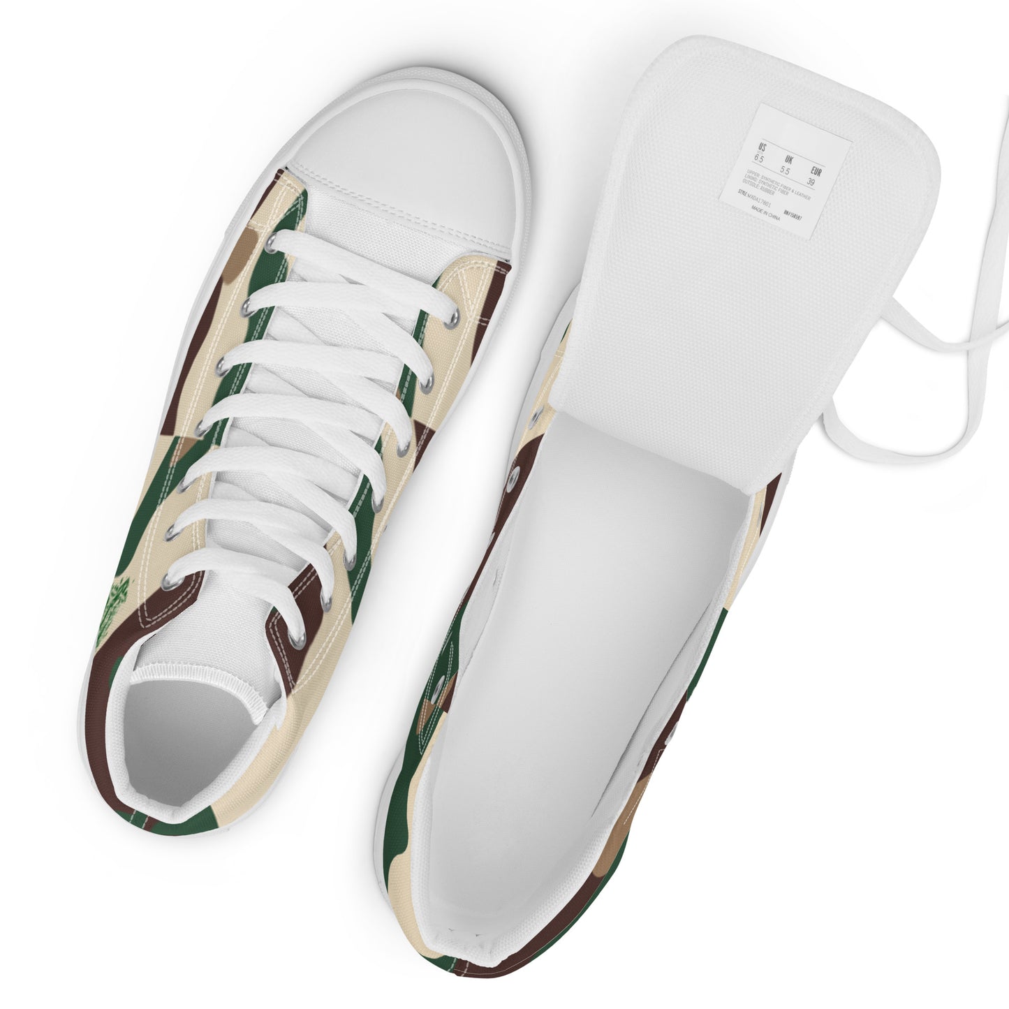 Check out these Cool, Stylish, Unique, "PMDiamondz Beige/Brown/Green Men’s hightop canvas shoes.