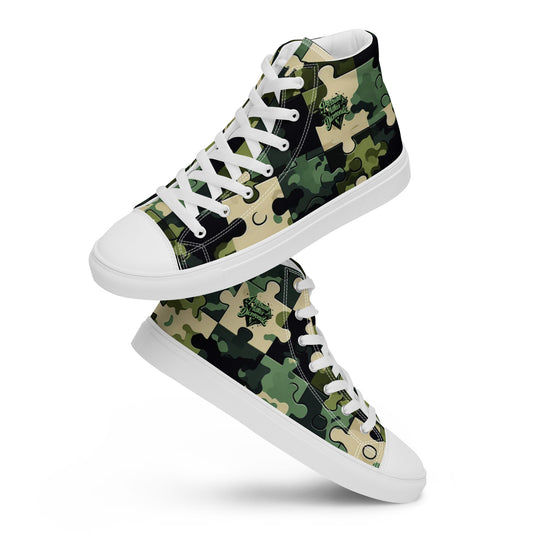 Check out these Cool, Stylish, Unique, "PMDiamondz Camo Puzzle Design 05 Men’s high top canvas shoes.