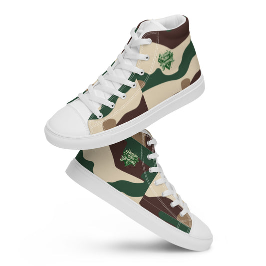 Check out these Cool, Stylish, Unique, "PMDiamondz Beige/Brown/Green Men’s hightop canvas shoes.