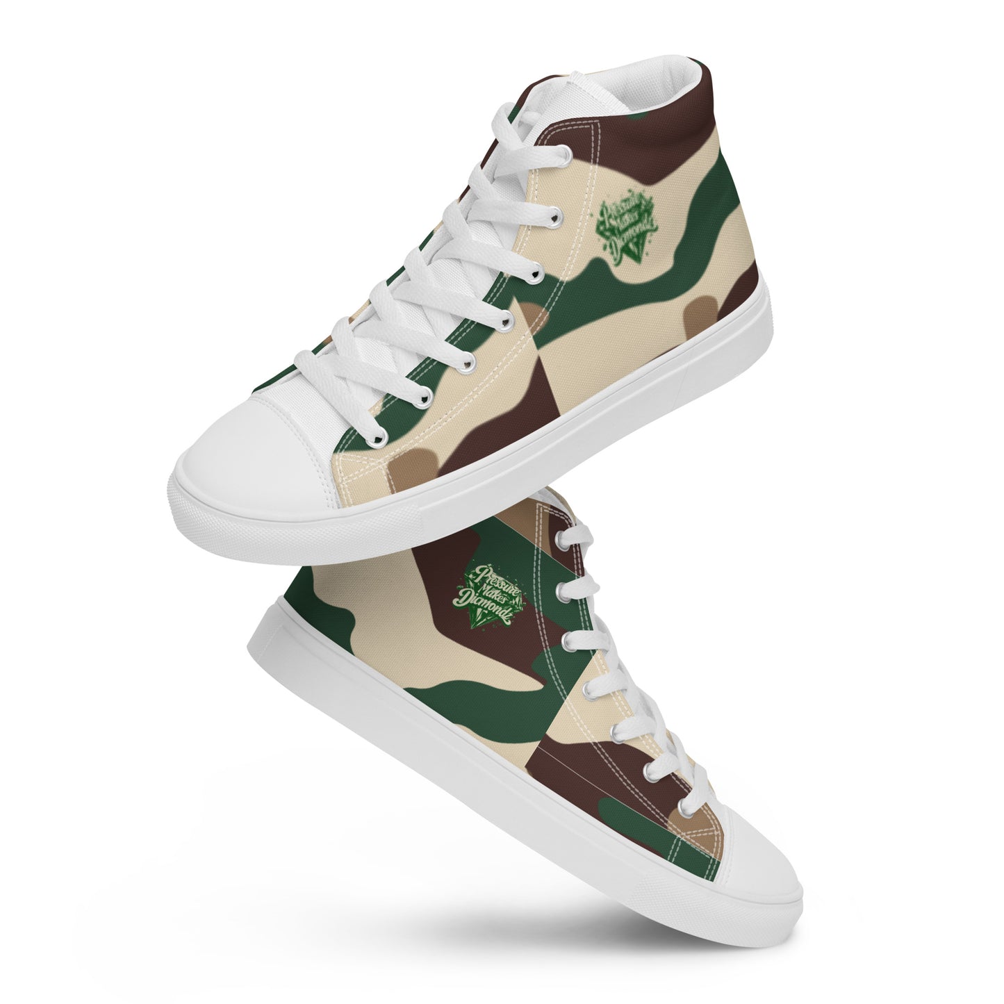 Check out these Cool, Stylish, Unique, "PMDiamondz Beige/Brown/Green Men’s hightop canvas shoes.