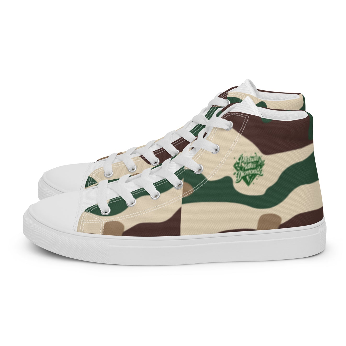 Check out these Cool, Stylish, Unique, "PMDiamondz Beige/Brown/Green Men’s hightop canvas shoes.