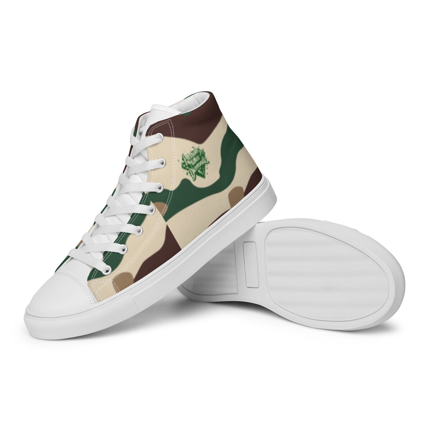 Check out these Cool, Stylish, Unique, "PMDiamondz Beige/Brown/Green Men’s hightop canvas shoes.