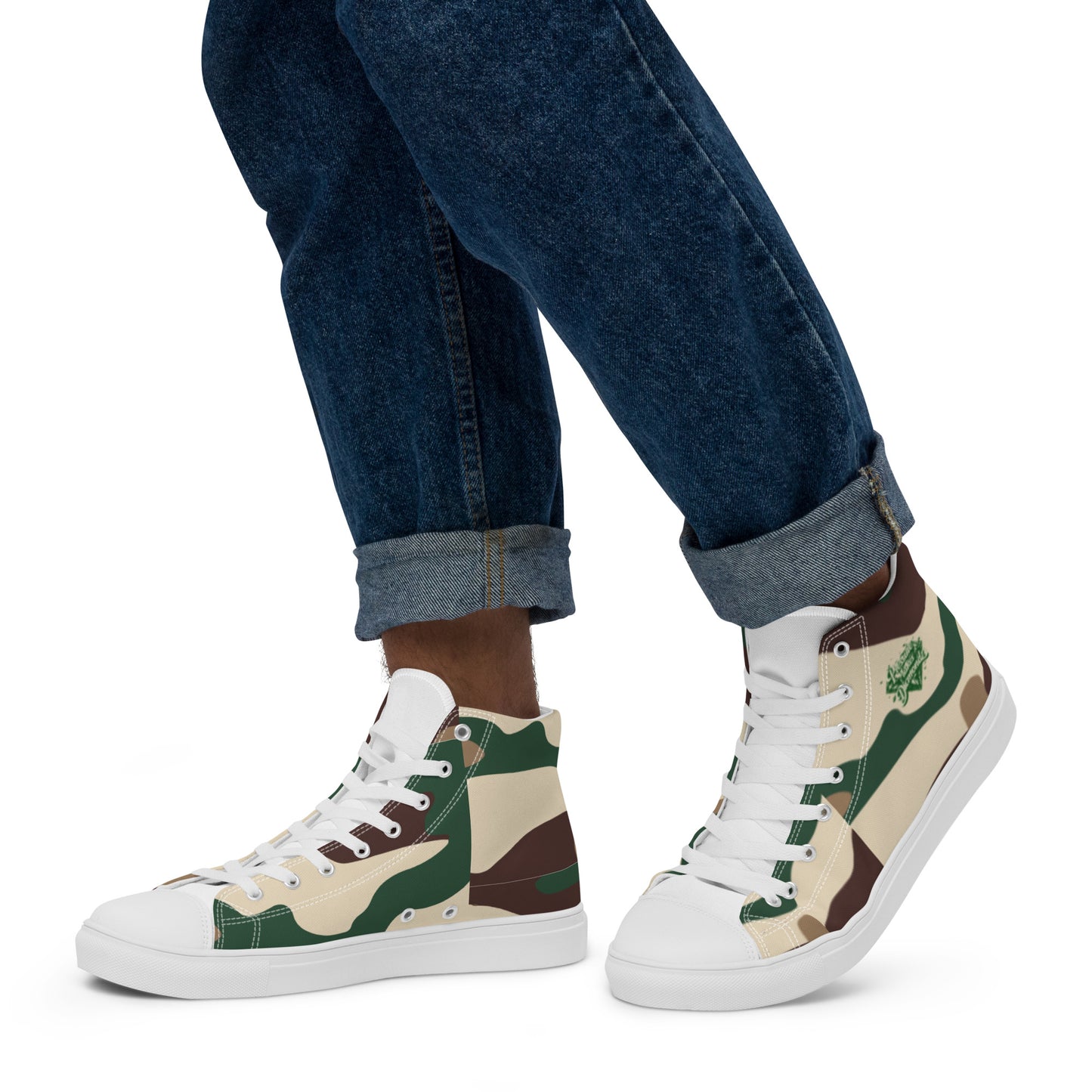 Check out these Cool, Stylish, Unique, "PMDiamondz Beige/Brown/Green Men’s hightop canvas shoes.