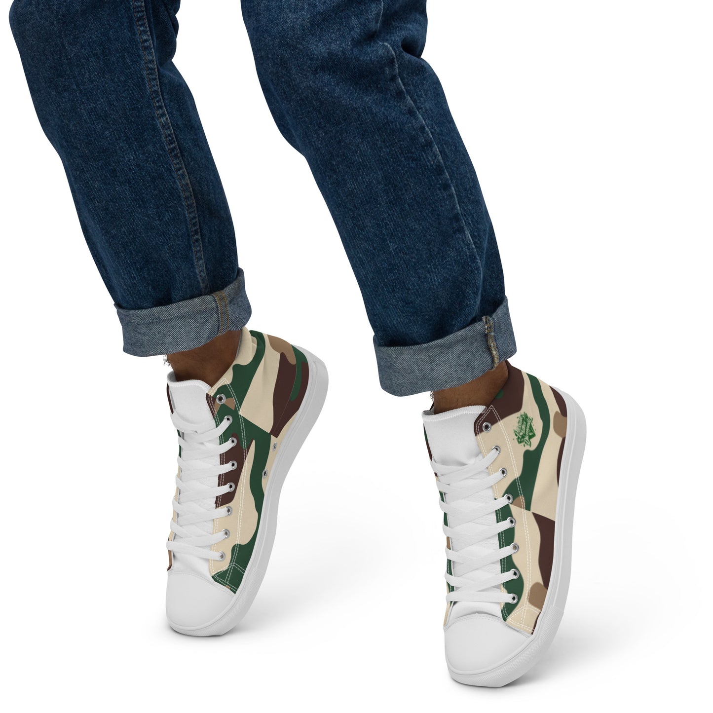 Check out these Cool, Stylish, Unique, "PMDiamondz Beige/Brown/Green Men’s hightop canvas shoes.