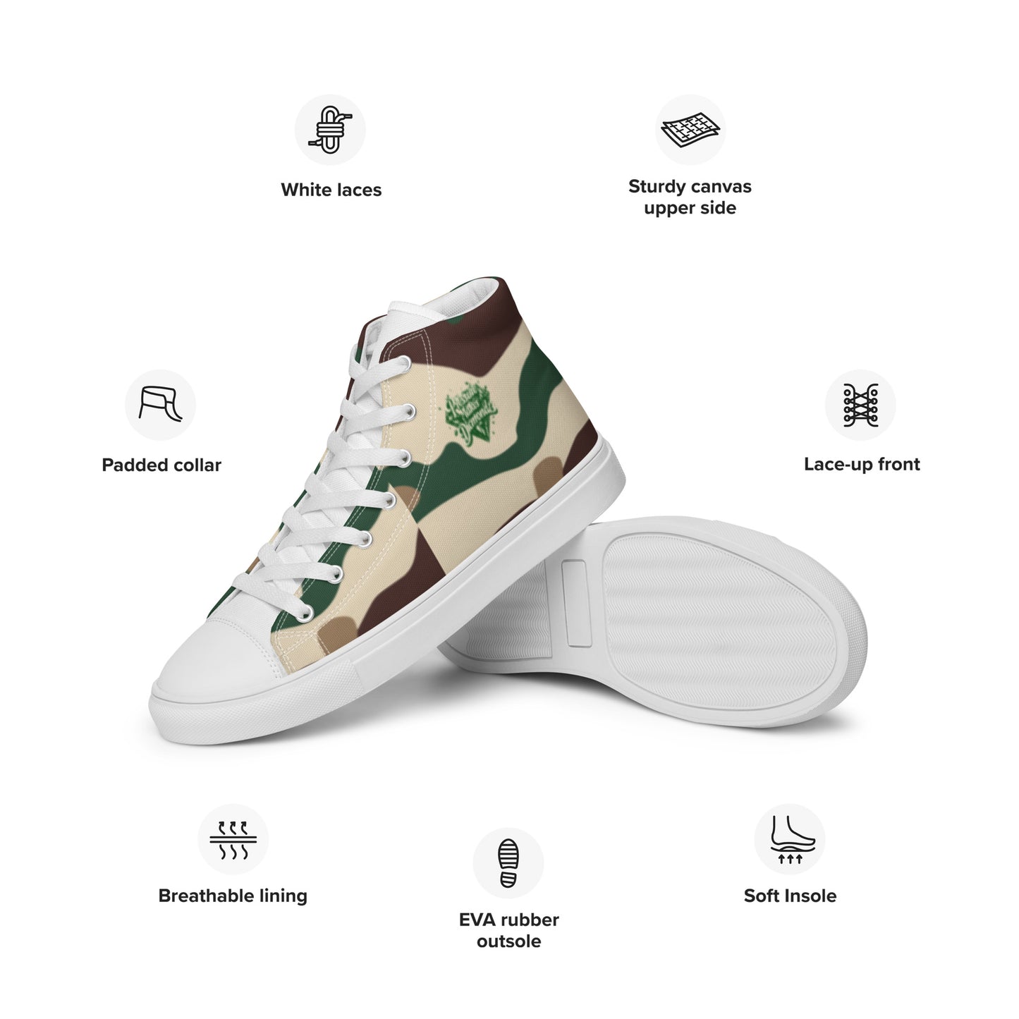 Check out these Cool, Stylish, Unique, "PMDiamondz Beige/Brown/Green Men’s hightop canvas shoes.