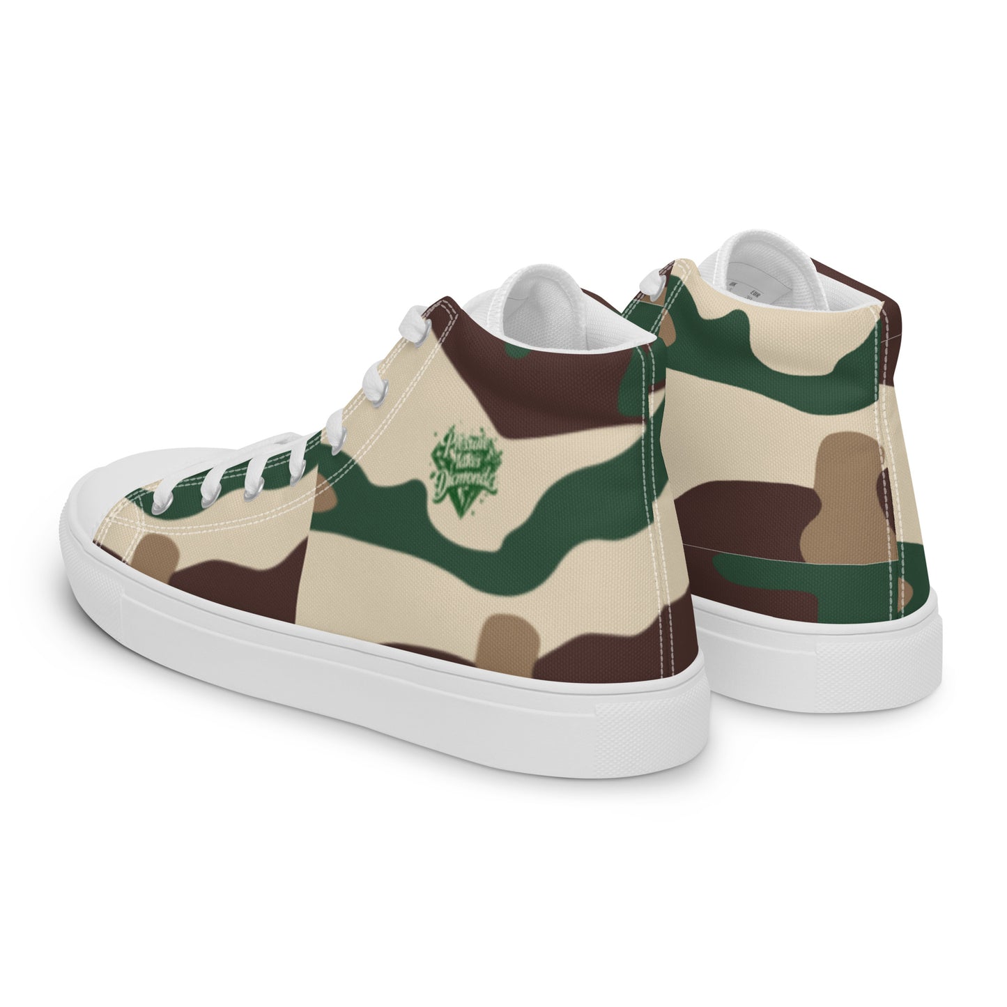 Check out these Cool, Stylish, Unique, "PMDiamondz Beige/Brown/Green Men’s hightop canvas shoes.