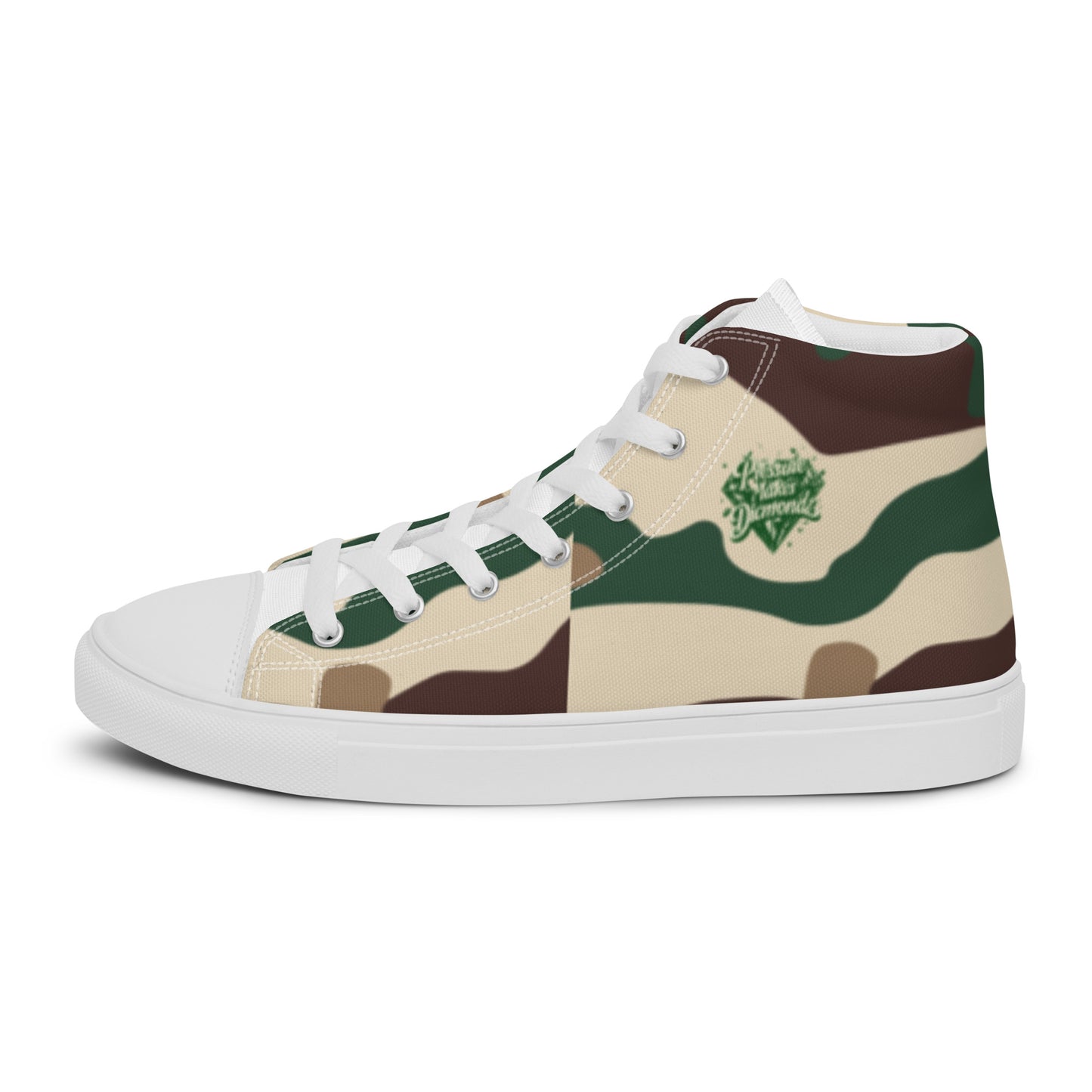 Check out these Cool, Stylish, Unique, "PMDiamondz Beige/Brown/Green Men’s hightop canvas shoes.