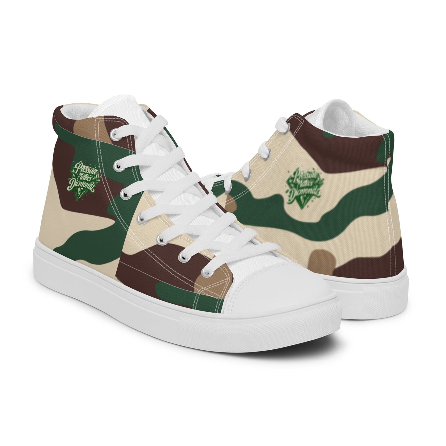 Check out these Cool, Stylish, Unique, "PMDiamondz Beige/Brown/Green Men’s hightop canvas shoes.