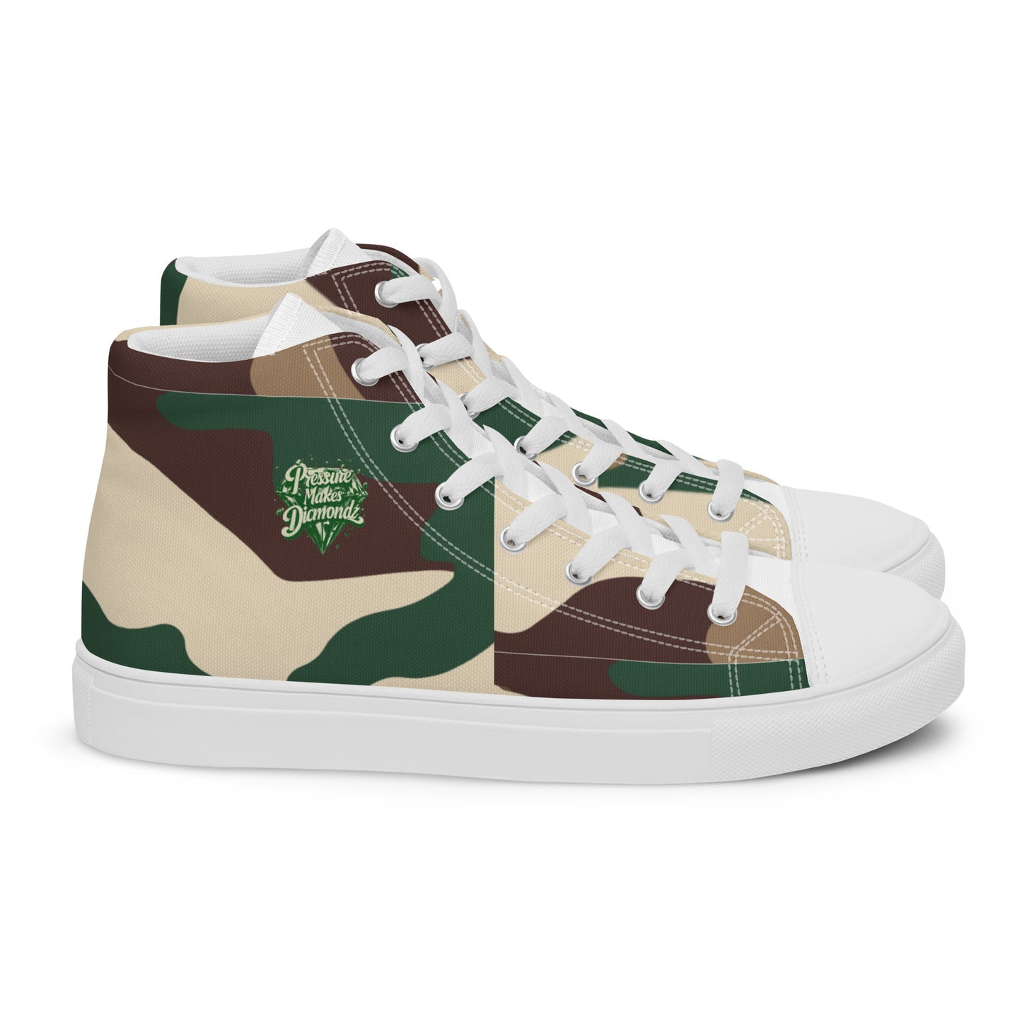 Check out these Cool, Stylish, Unique, "PMDiamondz Beige/Brown/Green Men’s hightop canvas shoes.