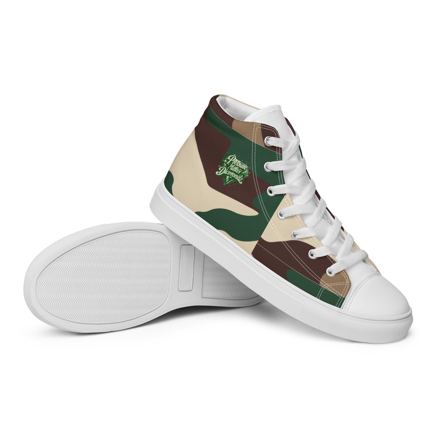 Check out these Cool, Stylish, Unique, "PMDiamondz Beige/Brown/Green Men’s hightop canvas shoes.