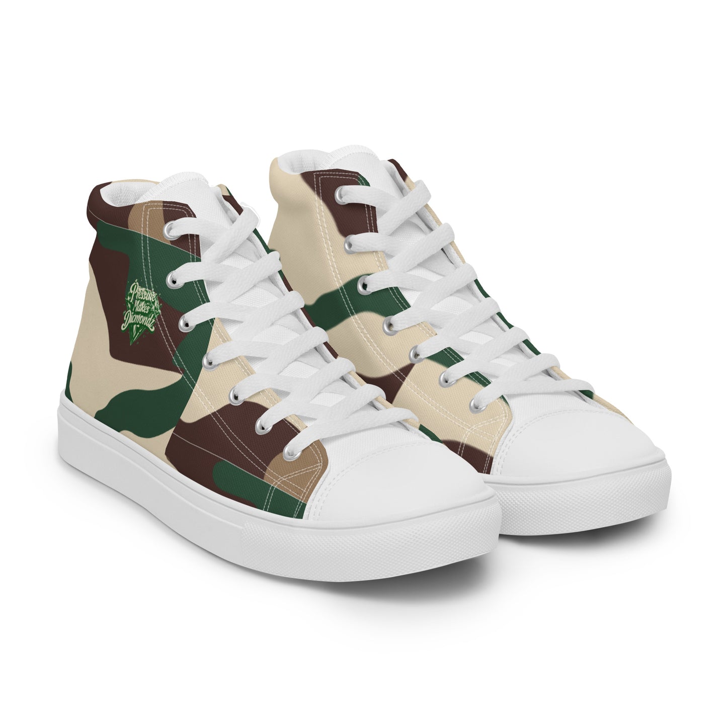 Check out these Cool, Stylish, Unique, "PMDiamondz Beige/Brown/Green Men’s hightop canvas shoes.