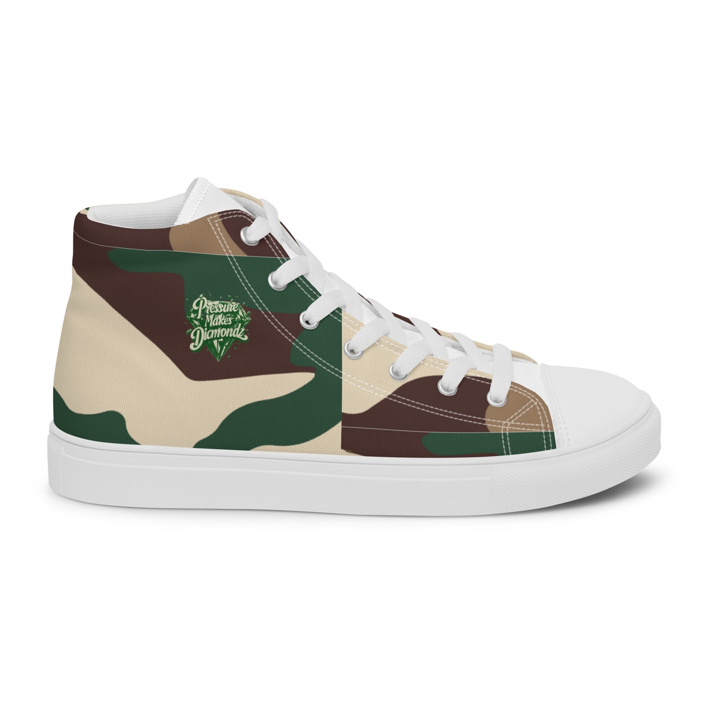 Check out these Cool, Stylish, Unique, "PMDiamondz Beige/Brown/Green Men’s hightop canvas shoes.