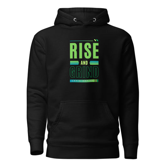 Check out this Cool, Stylish, "RISE and GRIND" 03 Unisex Hoodie