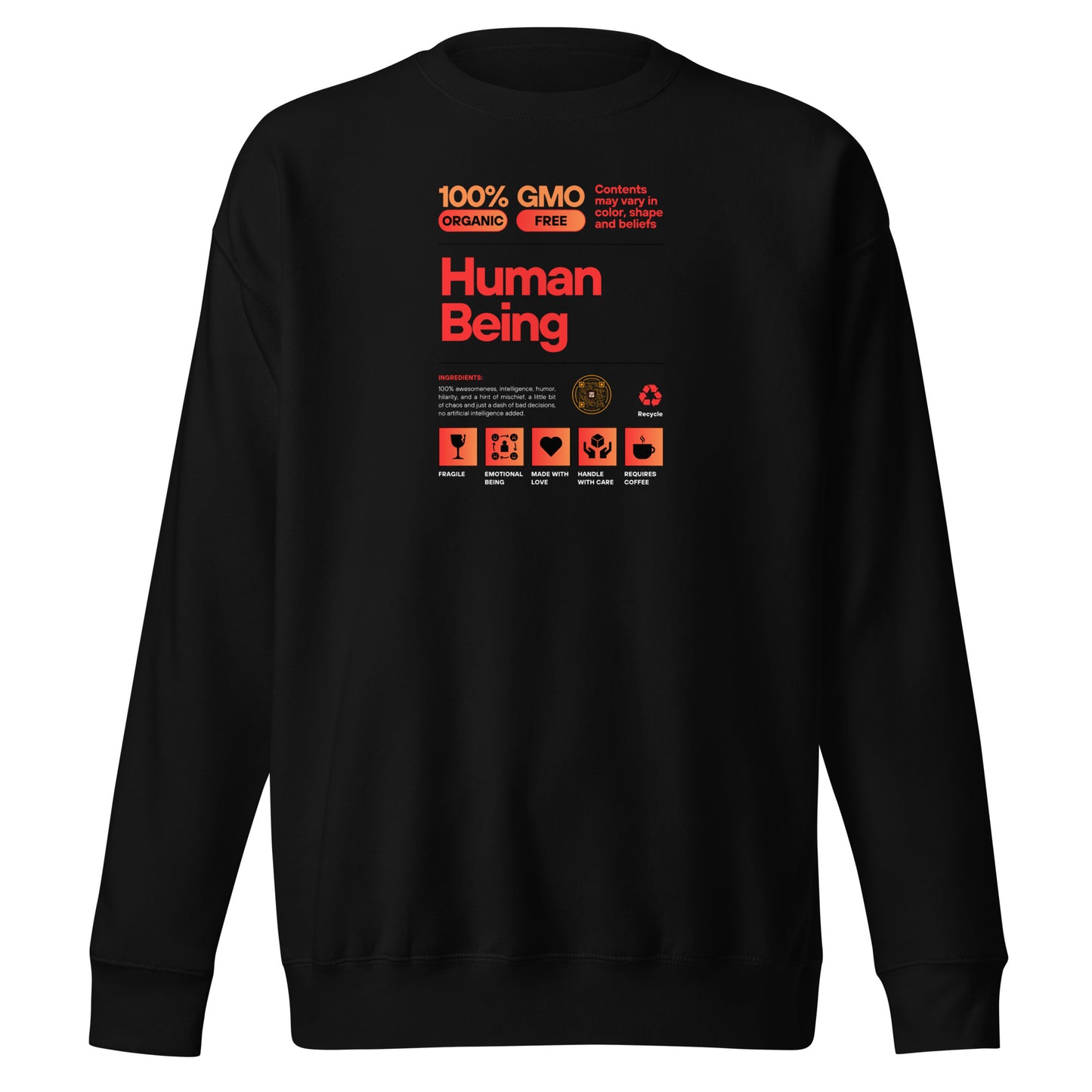 Check out this Cool, Stylish, "Human Being" 01 Unisex Premium Sweatshirt