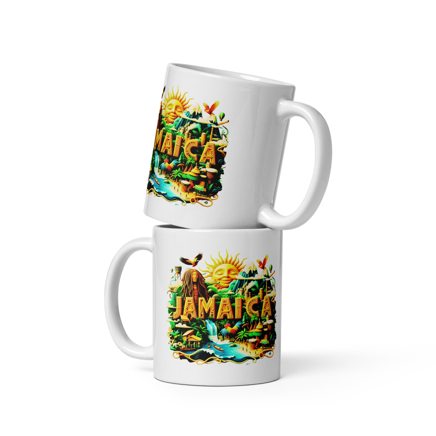 Check out this Cool, Stylish, "JAMAICA" White glossy mug