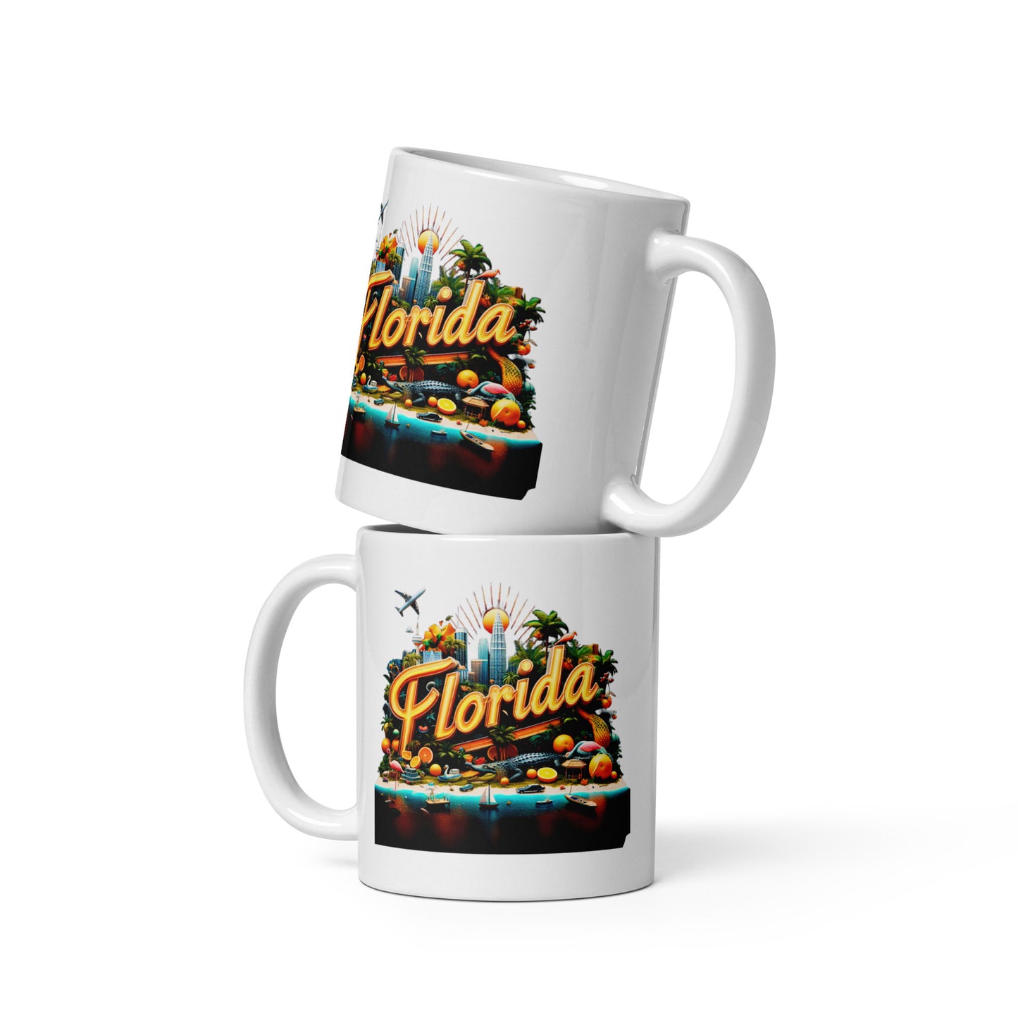 Check out this Cool, Stylish, "Florida" White glossy mug