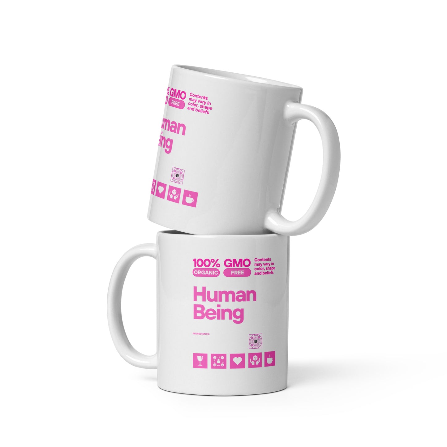 Check out this Cool, Stylish, "100% HUMAN BEING" 03 White glossy mug