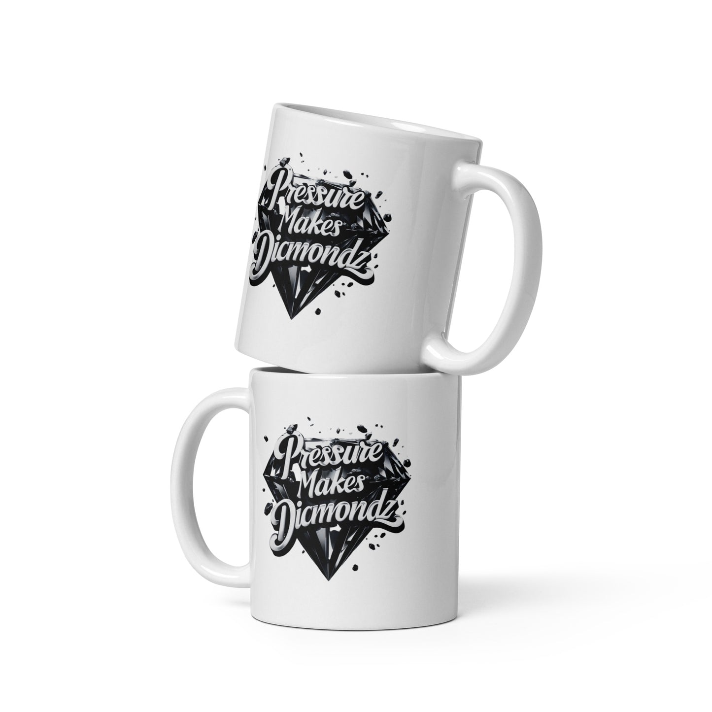 Check out this Cool, Stylish, "PRESSURE MAKES DIAMONDZ" White glossy mug