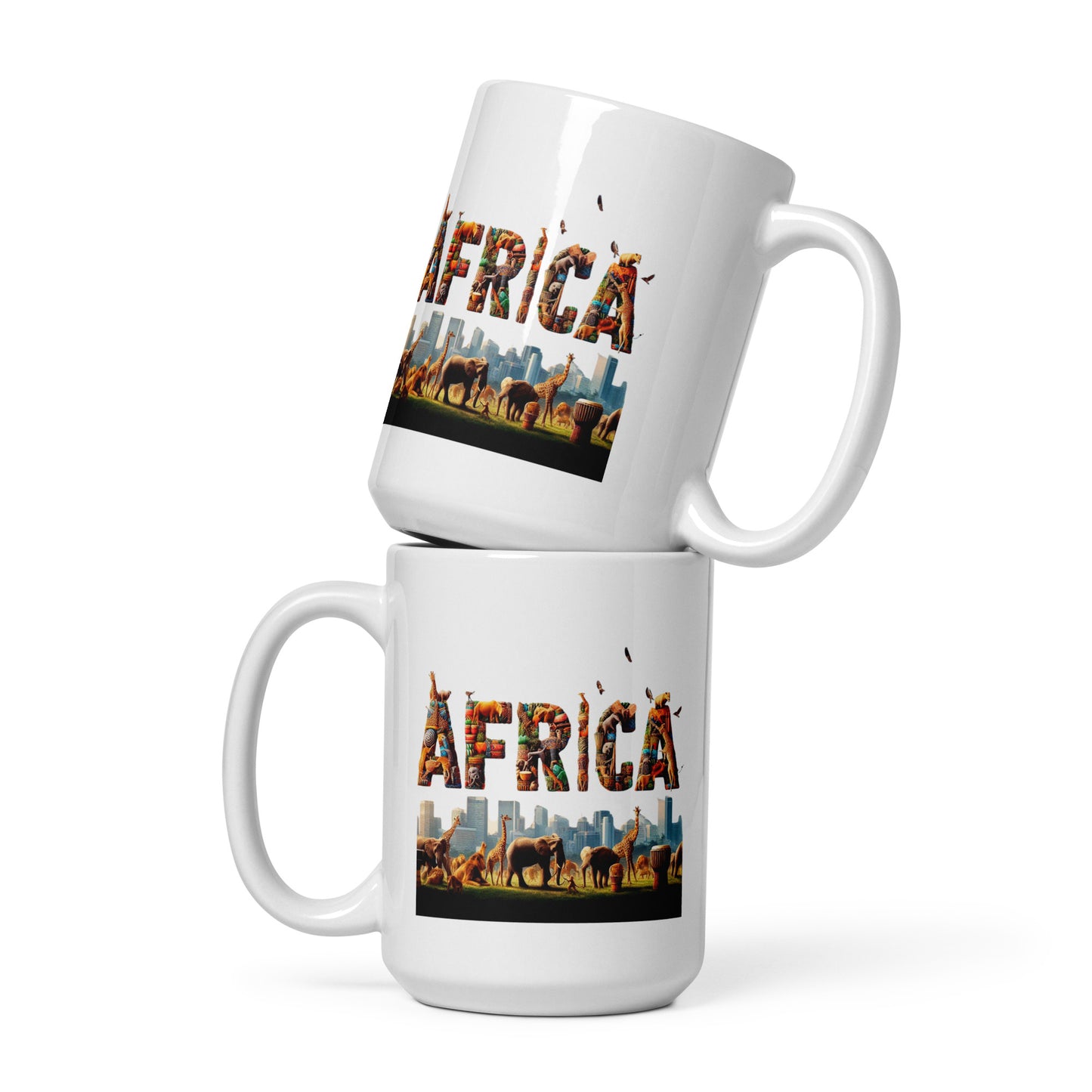 Check out this Cool, Stylish, "AFRICA" White glossy mug