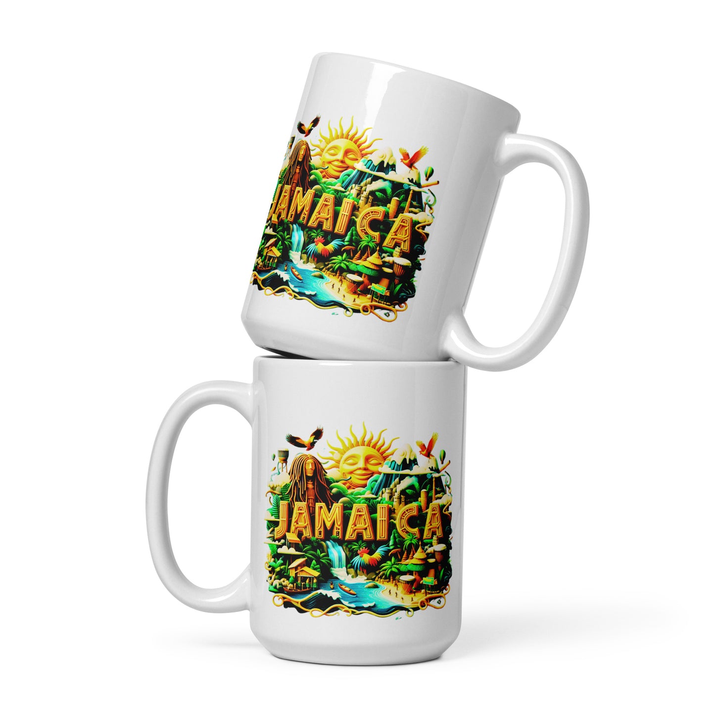 Check out this Cool, Stylish, "JAMAICA" White glossy mug