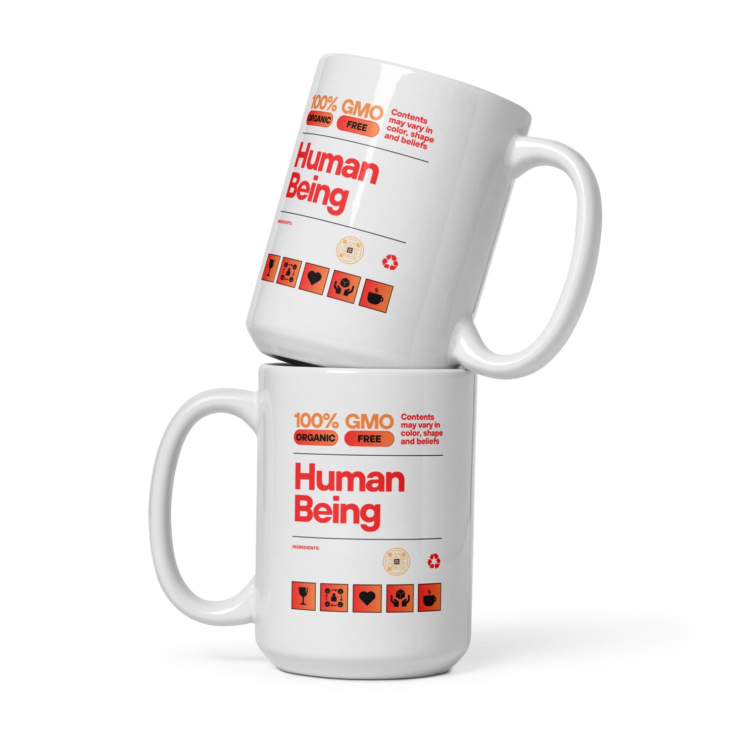 Check out this Cool, Stylish, "100% HUMAN BEING" 05 White glossy mug