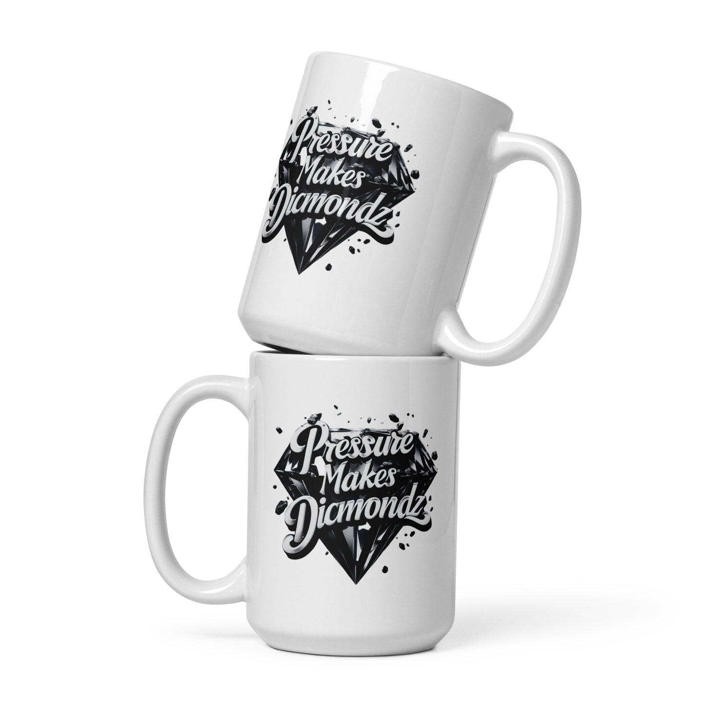 Check out this Cool, Stylish, "PRESSURE MAKES DIAMONDZ" White glossy mug